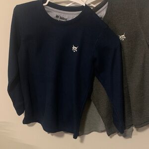 Kids Long Sleeve Shirts - Navy Blue & Grey